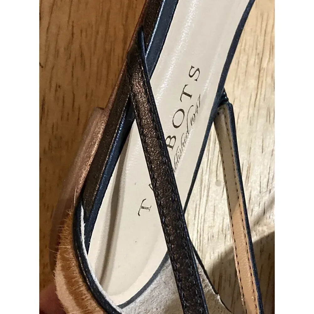 Talbots Animal Print Genuine Leather‎ Calf Hair shoe slide flats Womens size 6.5